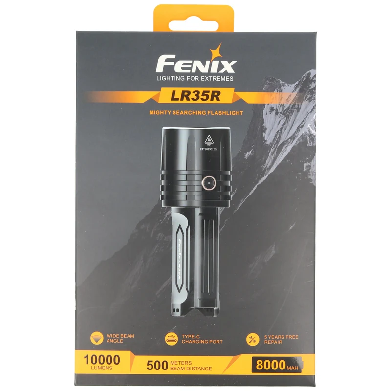 Fenix LR35R LED Taschenlampe max. 10000 Lumen Helligkeit, inklusive 2 x 21700 Li-Ion Akkus mit besonders hoher Leistung