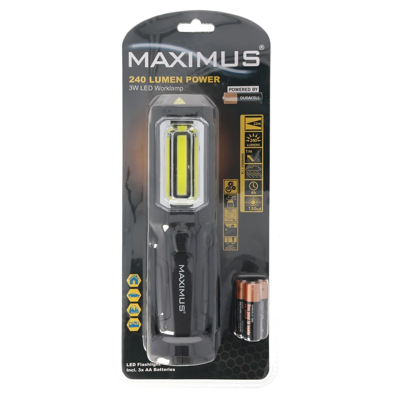 Maximus 3W LED Arbeitsleuchte inklusive 3 Marken Alkaline Batterien mit Magnet, max. 250 Lumen