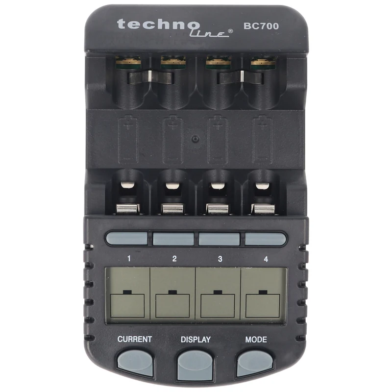 Technoline Schnell-Ladegerät mit Entladefunktion und LCD-Display