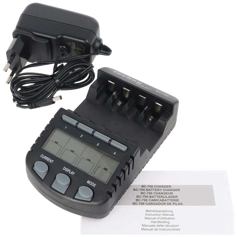 Technoline Schnell-Ladegerät mit Entladefunktion und LCD-Display
