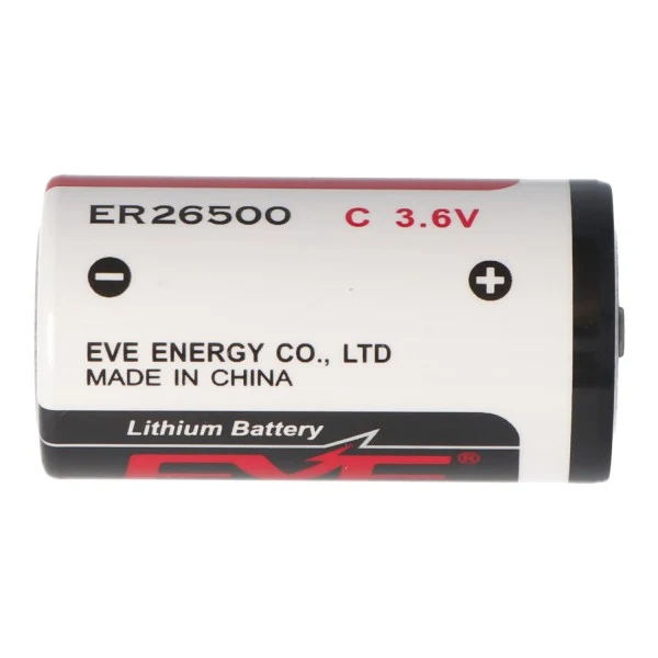 EVE ER26500 Lithium Batterie C Size Bobbin ER 26500, 3,6 Volt 8500mAh mit schmalem Pluspol min. 0,3mm, max. 0,5mm