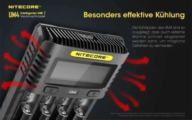 Nitecore UM4 USB-Ladegerät QC 2.0 für Li-Ion Akkus