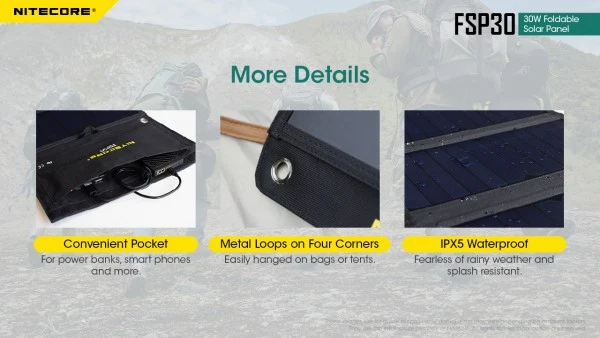 Nitecore FSP30 faltbares Solarpanel mit max. 30W mit USB-C 2x USB-A Ausgang