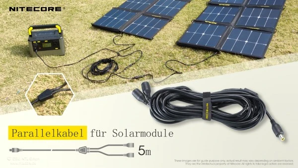 5M Nitecore Verlängerungskabel für Solarpanel, Parallelkabel für Nitecore FSP100 und andere Solar-Panels, 5 Meter