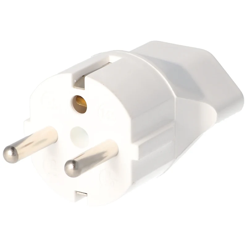 AccuCell Schweiz-Adapter weiss von schweizer Stecker auf Schukokupplung 230 Volt mit Erdleiter und 10A