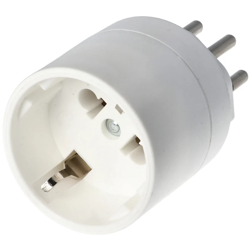 AccuCell Schweiz-Adapter weiss von Schukokupplung auf schweizer Stecker 230 Volt mit Erdleiter und 10A