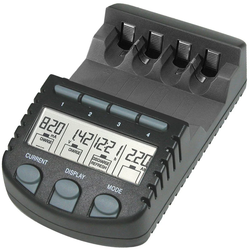 Technoline Schnelladegerät, Entladefunktion mit LCD-Display und 4x Varta 2100mAh Mignon AA