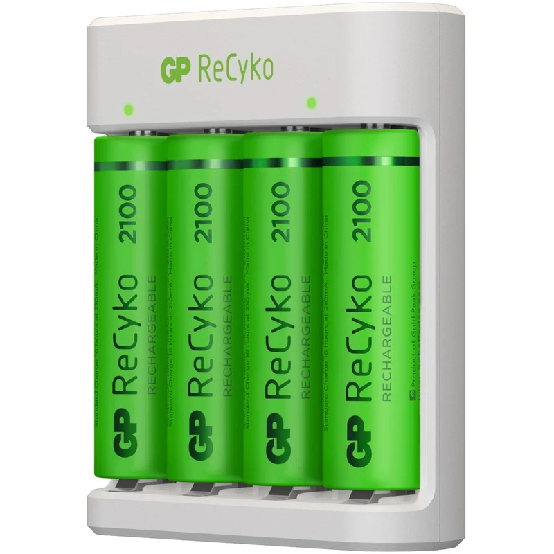 GP Batteries USB-Modell Ladegerät GP E411 inkl. 4x ReCyko 1,2V AA Mignon 2100 mAh Akkus