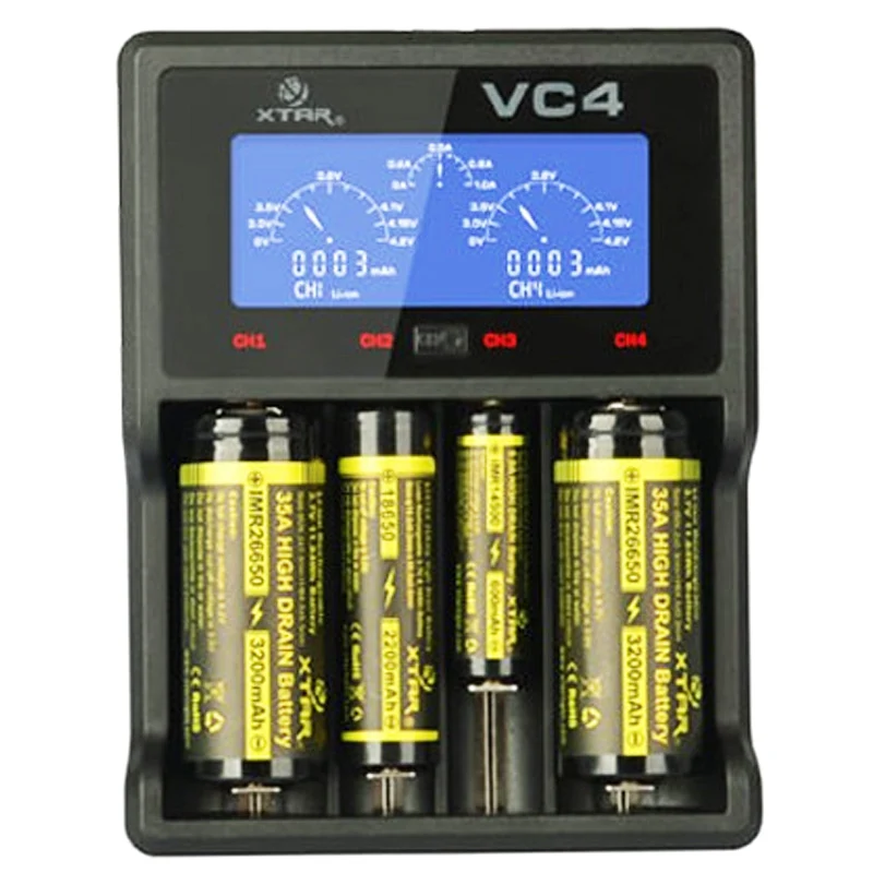 XTAR VC4 Schnell-Ladegerät inkl. 4 Panasonic eneloop Standard BK-3MCC1 AA Mignon Akkus + AkkuSafe