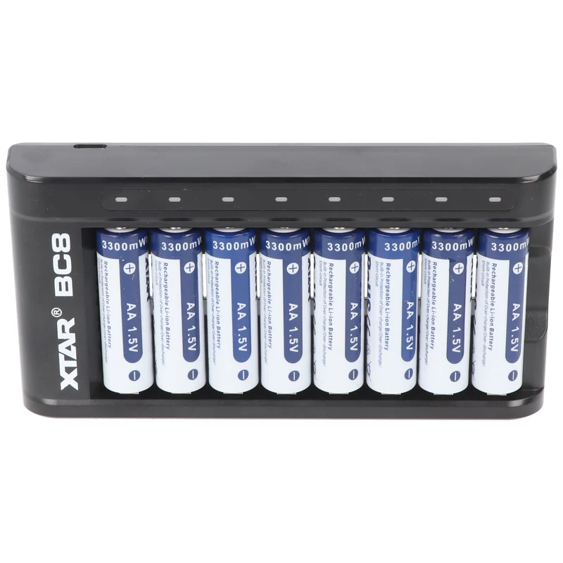 Xtar 1.5 Volt Akku für Wildtierkamera, Wildkamera, 8x Akku und 1x Ladegerät