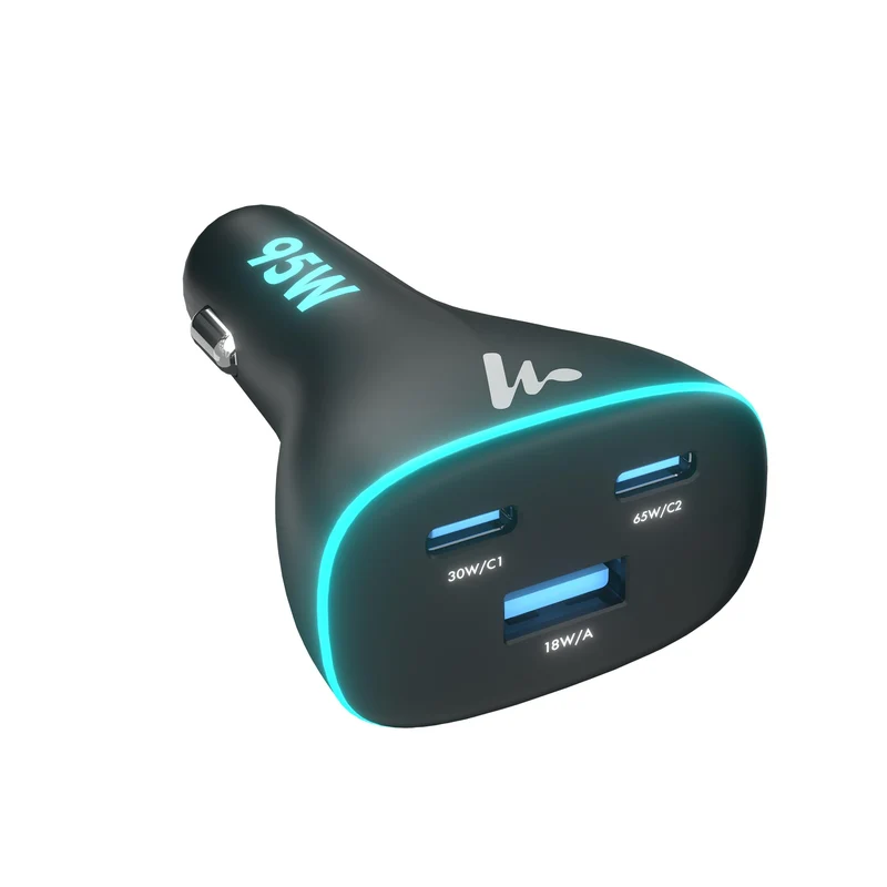 PD 95W Superfast Charging 2.0 Wozoyo Car Charger, with 2XType C & USBA, PPS & QC 3.0, Triple Port (65W + 30W + 18W), 12V24V Co