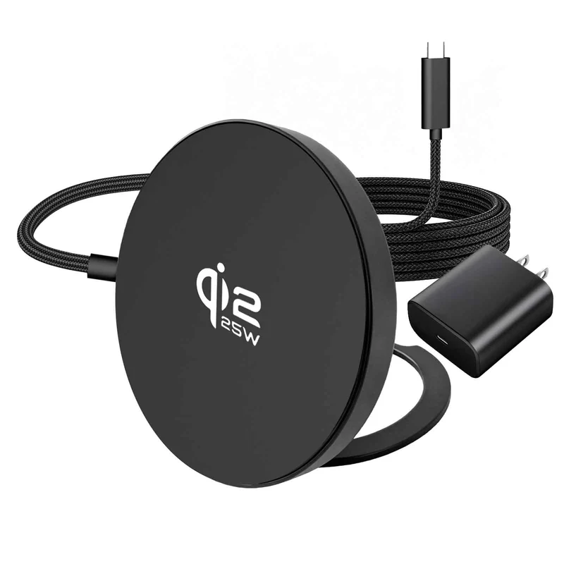 Fast Wireless Charger 25W with Stand for Desk, Qi2.2 MagSafeCompatible