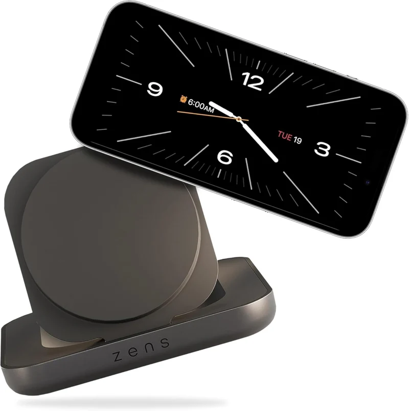 Zens Magnetic Nightstand Charger | MagSafe Qi2 15W | Landscape Only (No Vertical) | Standby Mode | Compatible with iPhone 17/16/