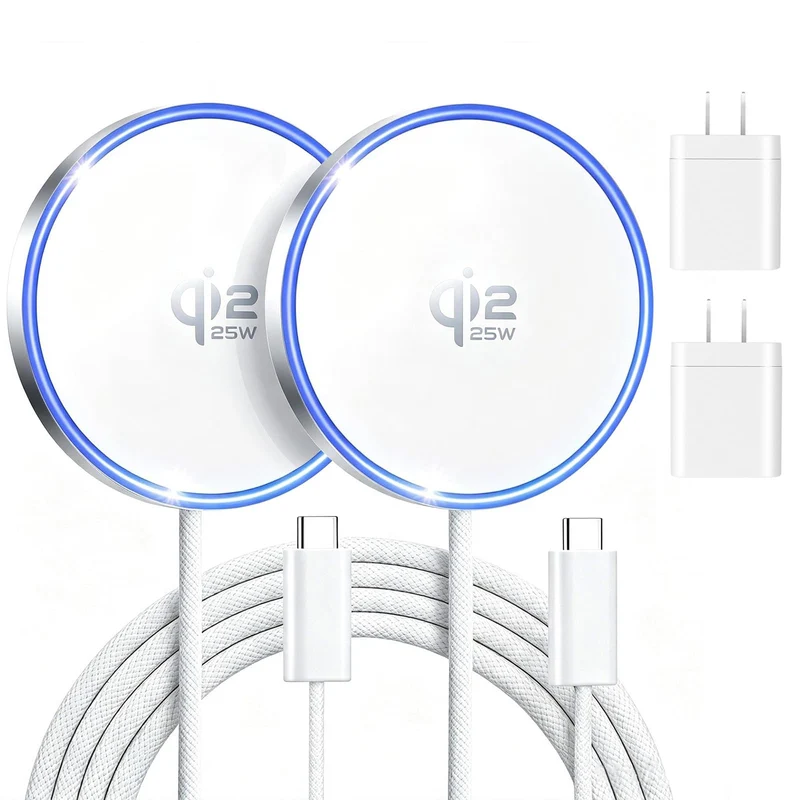 MagSafe Charger 2 Pack 25W Magnetic Wireless Charge Fast Charging for iPhone 17/16/15/14/13/12Pro Max and AirPods 4/3/2/Pro Ligh