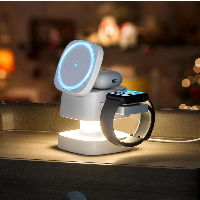 ?2026 Upgraded?4 in 1 Wireless Charger, 3 in 1 Wireless Charging Station with Night Light for MagSafe Charger, 15W Magnetic Trav