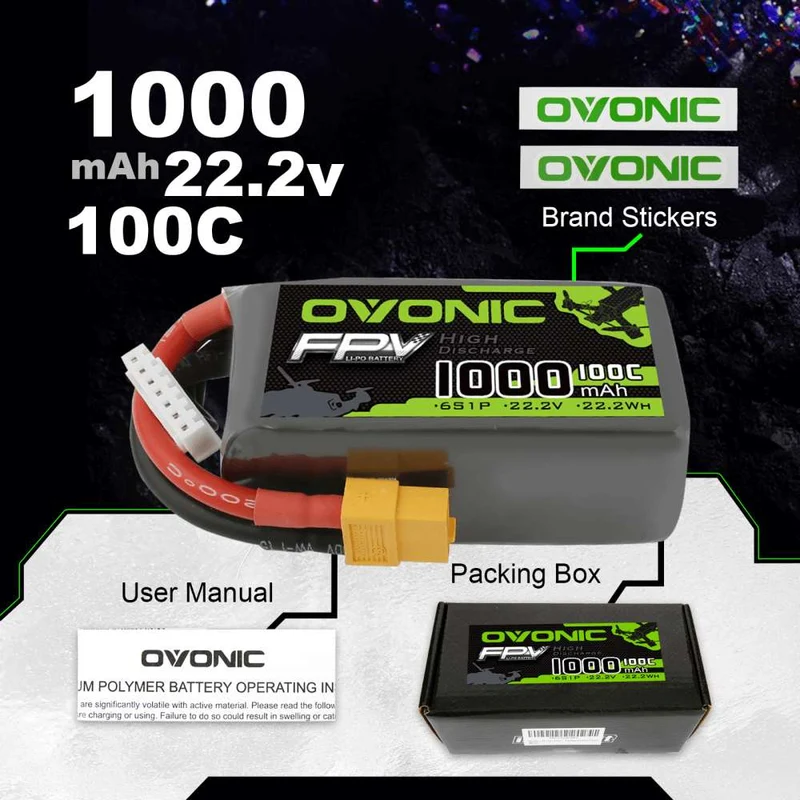Ovonic FPV 6S 1000mAh 22,2V 100C XT60 LiPo Akku