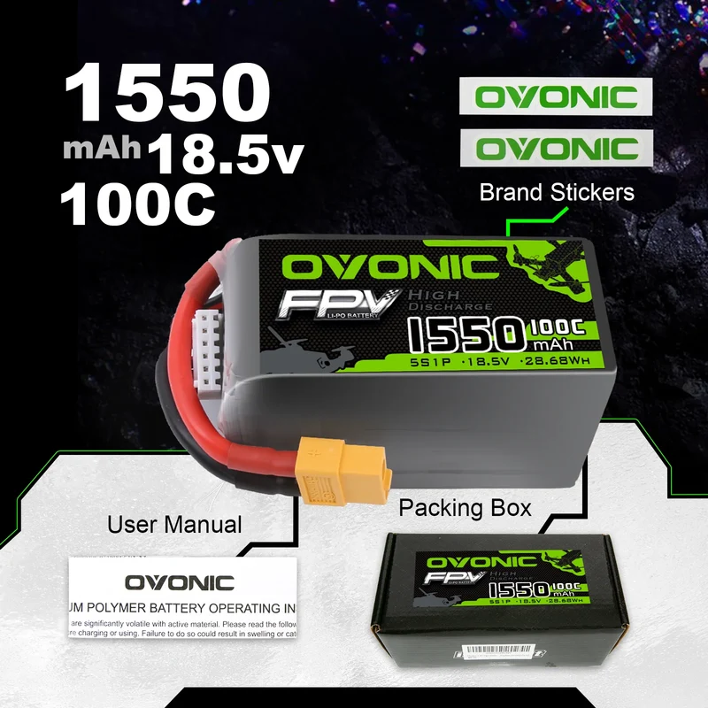 Ovonic FPV 5S 1550mAh 18,5V 100C XT60 LiPo Akku