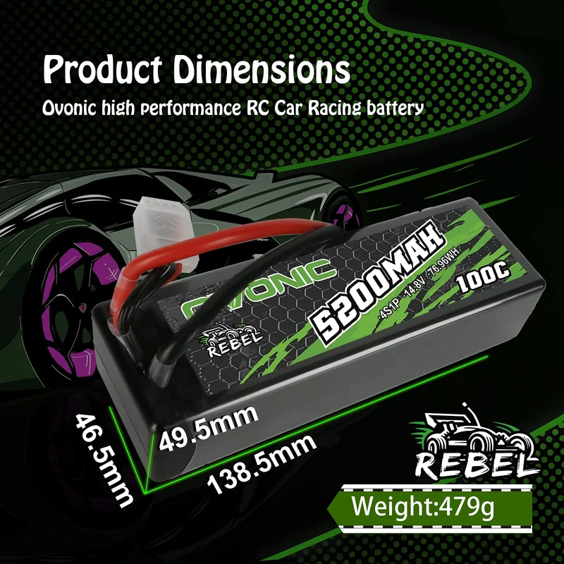 Ovonic Rebel 4S 5200mAh 14,8V 100C Hardcase EC5 LiPo Akku (2 Stück)