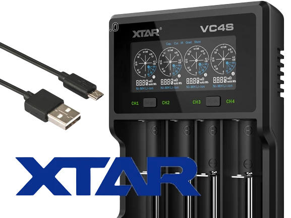 Xtar VC4S - Ladegerät für Li-Ion 3,6V - 3,7V und NIMH 1,2V (1,5V) Akkus