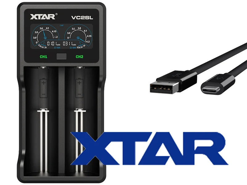 Xtar VC2SL - Ladegerät für Li-Ion und NIMH Akkus inkl. USB-Kabel
