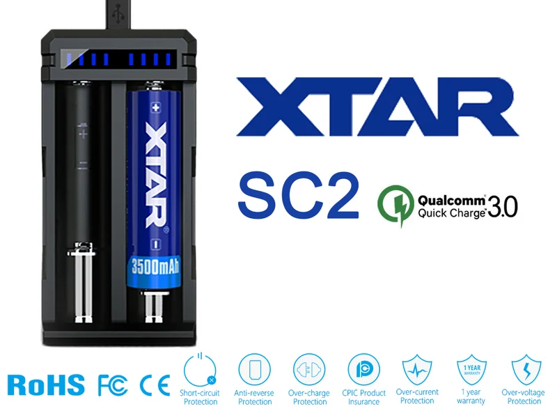 Xtar SC2 - Schnelladegerät für Li-Ion-Akkus mit QC 3.0 Eingang