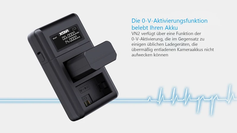 Xtar VN2 Kamera Ladegerät für Li-Ionen Akkus + LP-E8 Canon