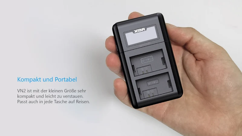 Xtar VN2 Kamera Ladegerät für Li-Ionen Akkus + NP-FZ100 Sony