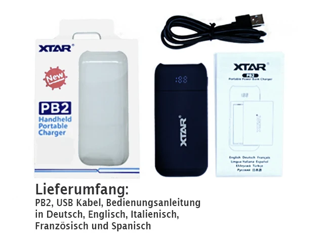 Xtar PB2 2-Schacht Li-Ion Akku Reiseladegerät & Powerbank