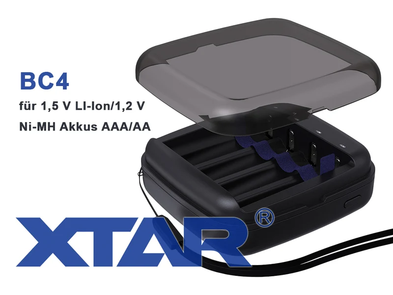 Xtar BC4 Ladegerät Li-Ion 1,5V Ni/MH 1,5V Akkus AA/AAA