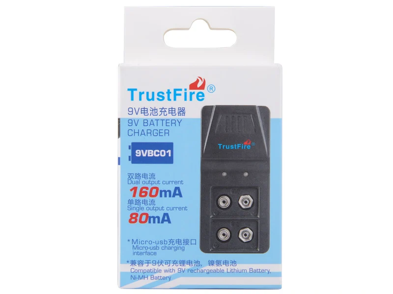 Trustfire BC01 9V Block 6F22 Li-Ion, Ni-MH, Akku-Ladegerät
