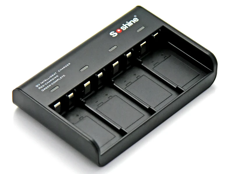 Soshine V4 9V Block-Akkulader mit 4 Schächten für NiMH, Li-Ion & LiFePO4