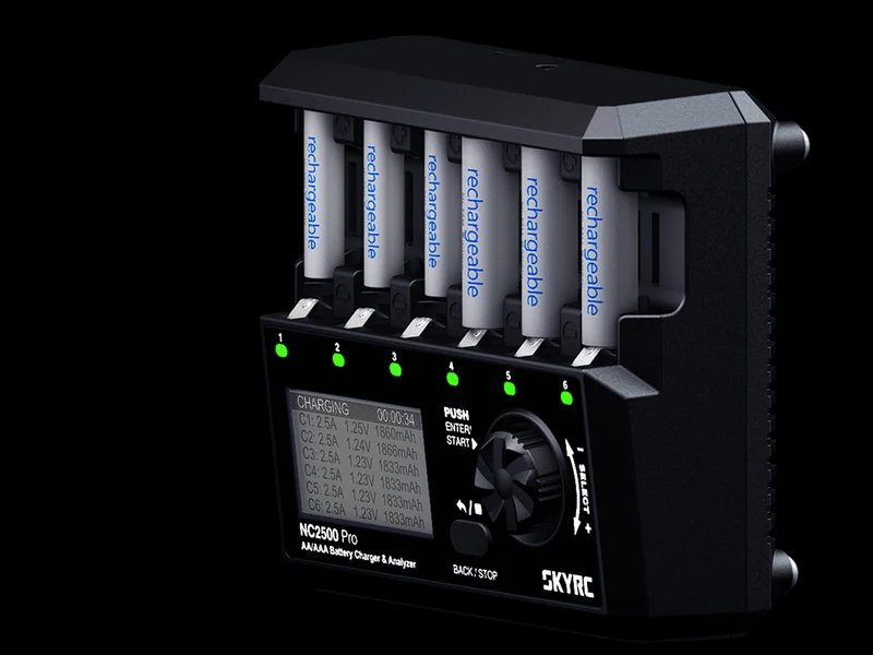 SkyRC NC2500 Pro intelligentes Analyse-Ladegerät für AA/AAA, NIMH/NiCd, Akkus