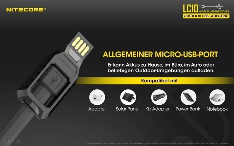 Nitecore LC10 kompaktes Reise-Ladegerät für Zylindrische Li-Ionen Akkus