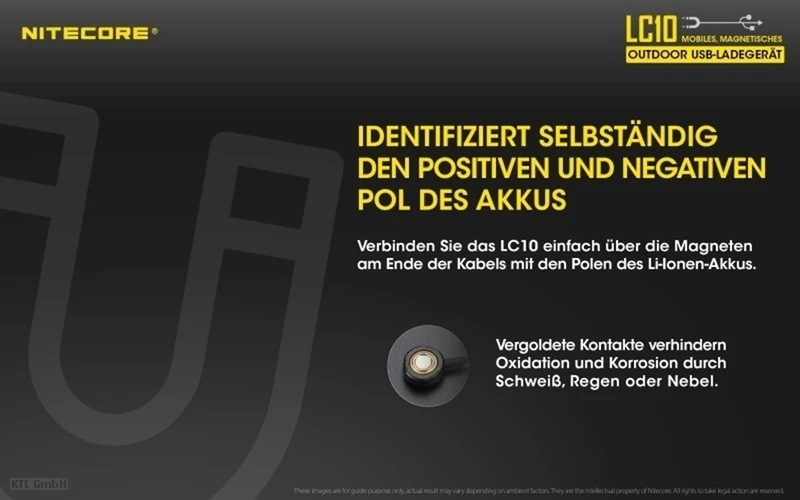Nitecore LC10 kompaktes Reise-Ladegerät für Zylindrische Li-Ionen Akkus