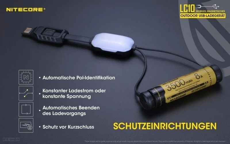 Nitecore LC10 kompaktes Reise-Ladegerät für Zylindrische Li-Ionen Akkus