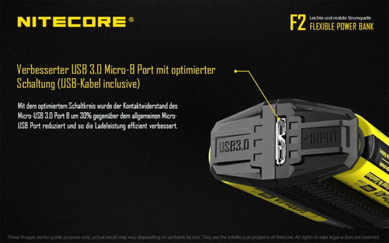 Nitecore F2 FlexBank Indoor/Outdoor-Ladegerät für Li-Ionen-Akkus