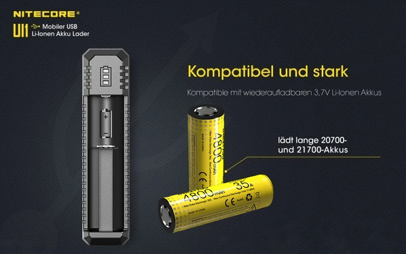 Nitecore Ui1 - USB Ein Schacht-Ladegerät für Lithium Ionen Akkus