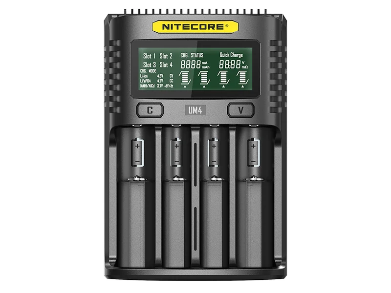 Nitecore UM4 - intelligentes Ladegerät für Li-Ion, LiFePo4, Ni-MH, Ni-CD Akkus