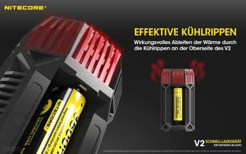 Nitecore V2 KFZ Ladegerät für Li-Ion und NIMH Akkus