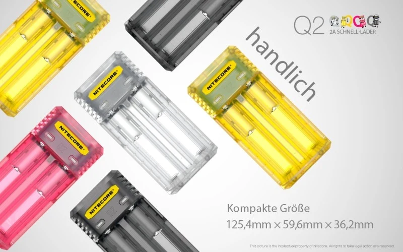 RESTPOSTEN Nitecore Q2- Schnelladegerät für Li-Ion Akkus - 4 Farben zur Auswahl