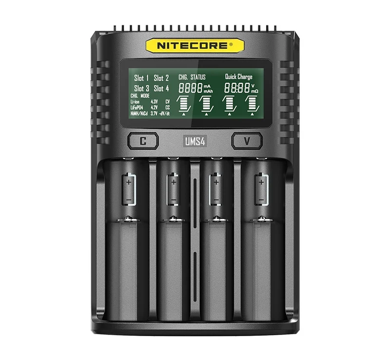 Nitecore UMS4 - intelligentes Ladegerät für Li-Ion, LiFePo4, Ni-MH, Ni-CD Akkus