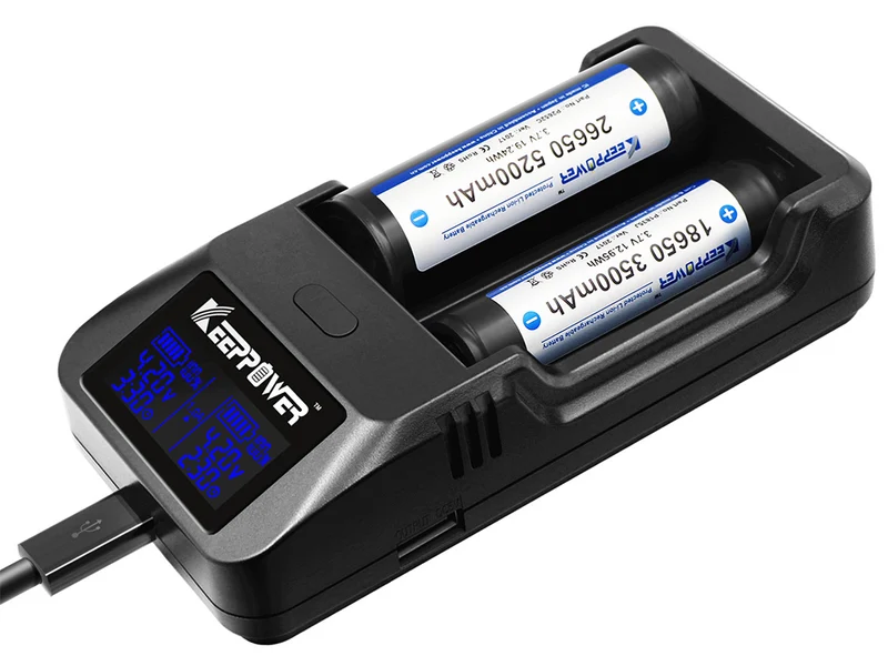 Keeppower L2 Plus – 2-Schacht USB-Li-Ion-Lader mit Display