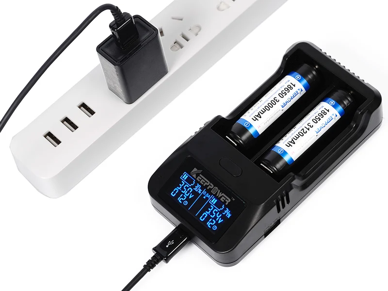 Keeppower L2 Plus – 2-Schacht USB-Li-Ion-Lader mit Display