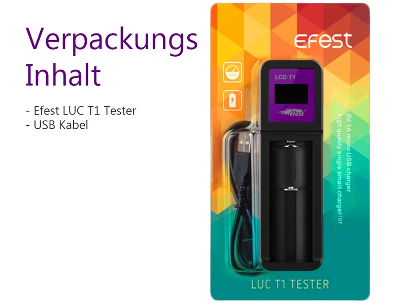 Efest LUC T1 Tester: Li-Ion-Akkutester mit LCD-Display