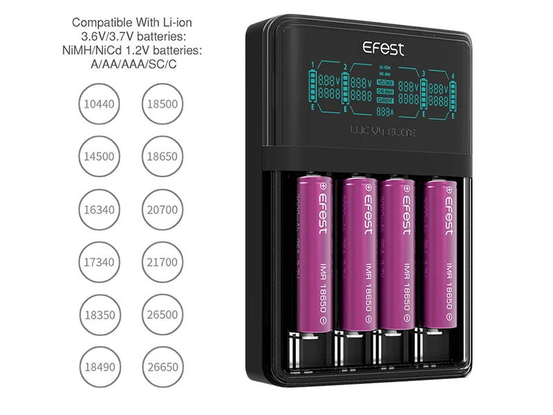 Efest LUC V4 Elite Ladegerät für Li-Ion und NiMh/NiCD Akku