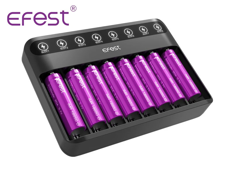 Efest Lush Q8 Ladegerät mit 8 Schächten für Lithium Ionen Akkus