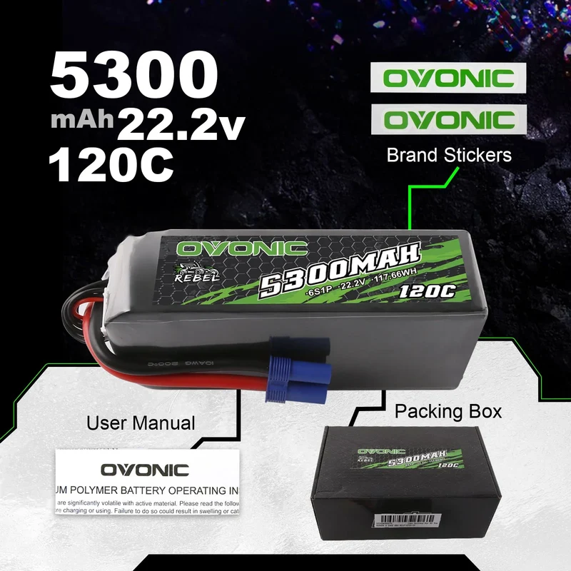 Ovonic Rebel 6S 5300mAh 22,2V 120C EC5 LiPo Akku