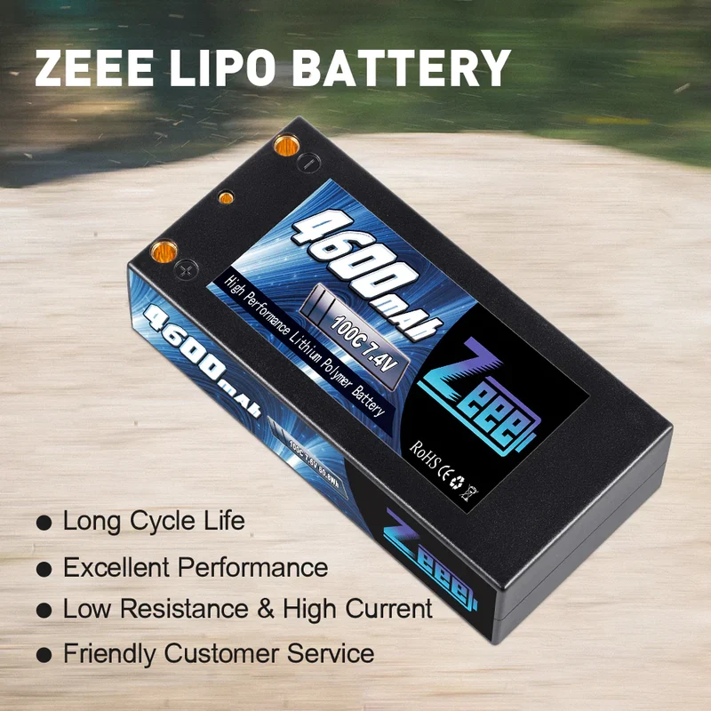 Zeee 2S 4600mAh 7,4V 100C Hardcase 4-mm-Bullet-Deans Shorty Lipo-Akku