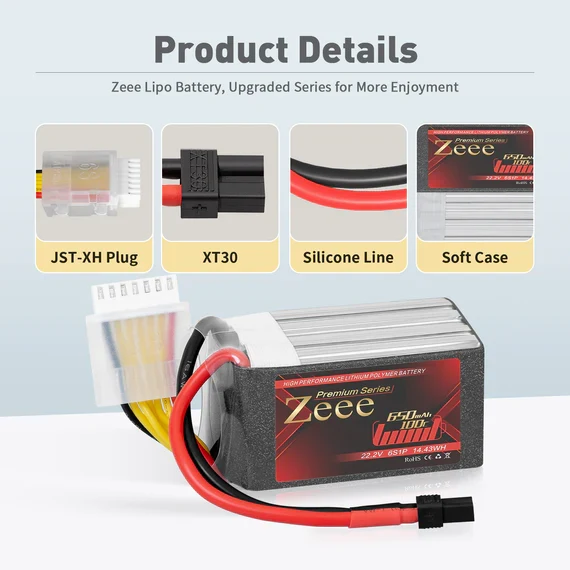 Zeee Premium Series 6S 650mAh 22,2V 100C XT30 (2 Stück)