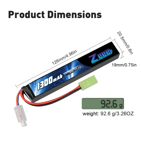 Zeee 3S 1300mAh 11,1V 25C 3S Tamiya-Stecker Airsoft Lipo Akku